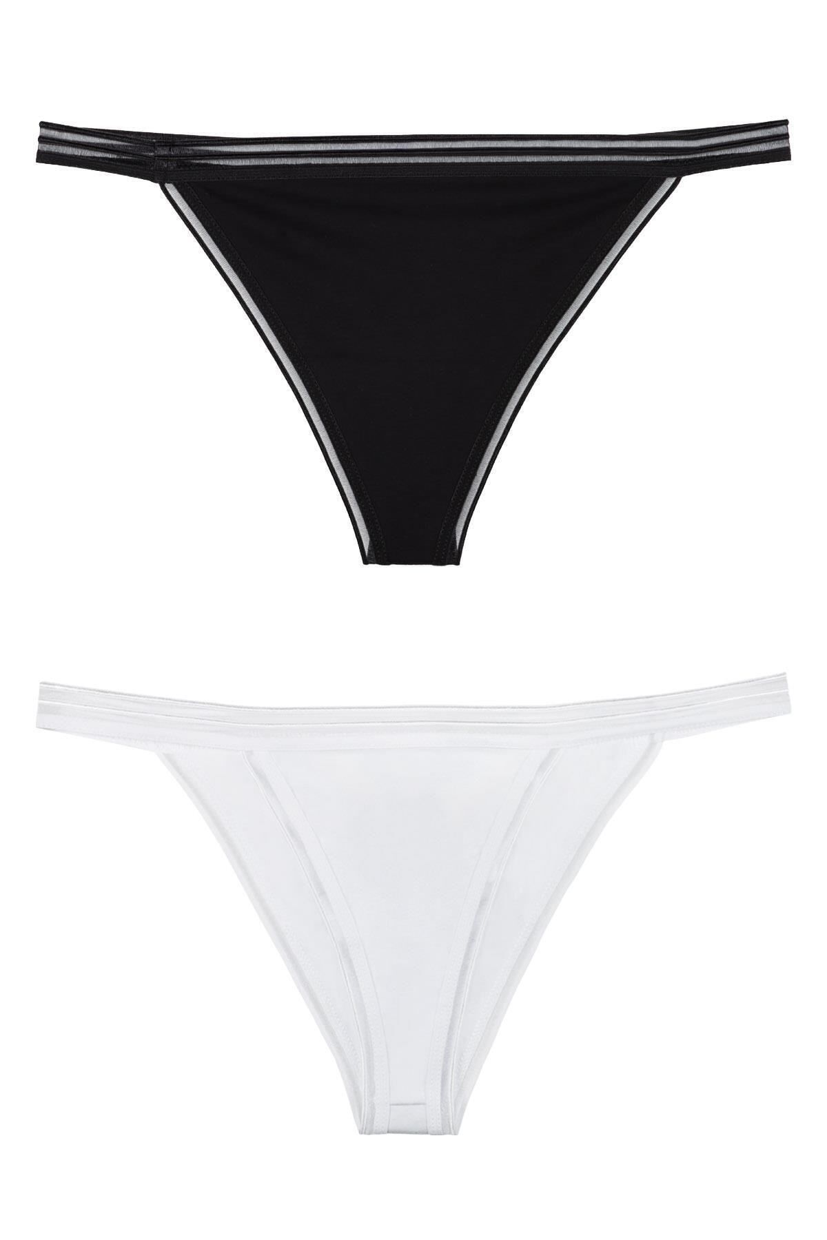 Sensu-Set de 5 chiloți model bikini elastic transparent pentru femei Kts3068 3
