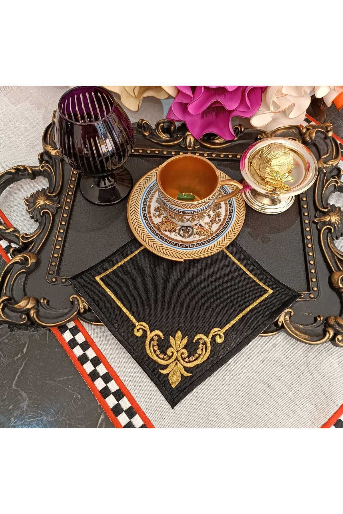 Mihrimah Modeli 6li Sunum Ve Kokteyl Peçetesi siyah renk