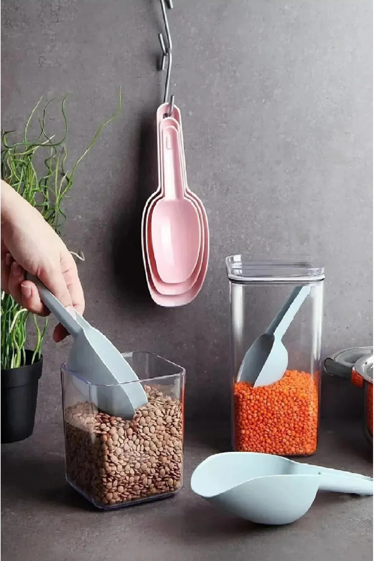 Hilamingo Home 3 Boy Ölçü Kaşığı Seti Erzak Bakliyat Un Mama Baharat Küreği Erzak Küreği fotoğrafı 2 (önizleme)