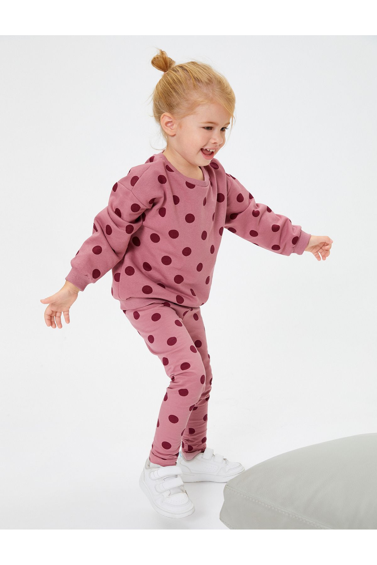 Koton Baby Girl Tights Polka Dot Elastic Waist Cotton Pink