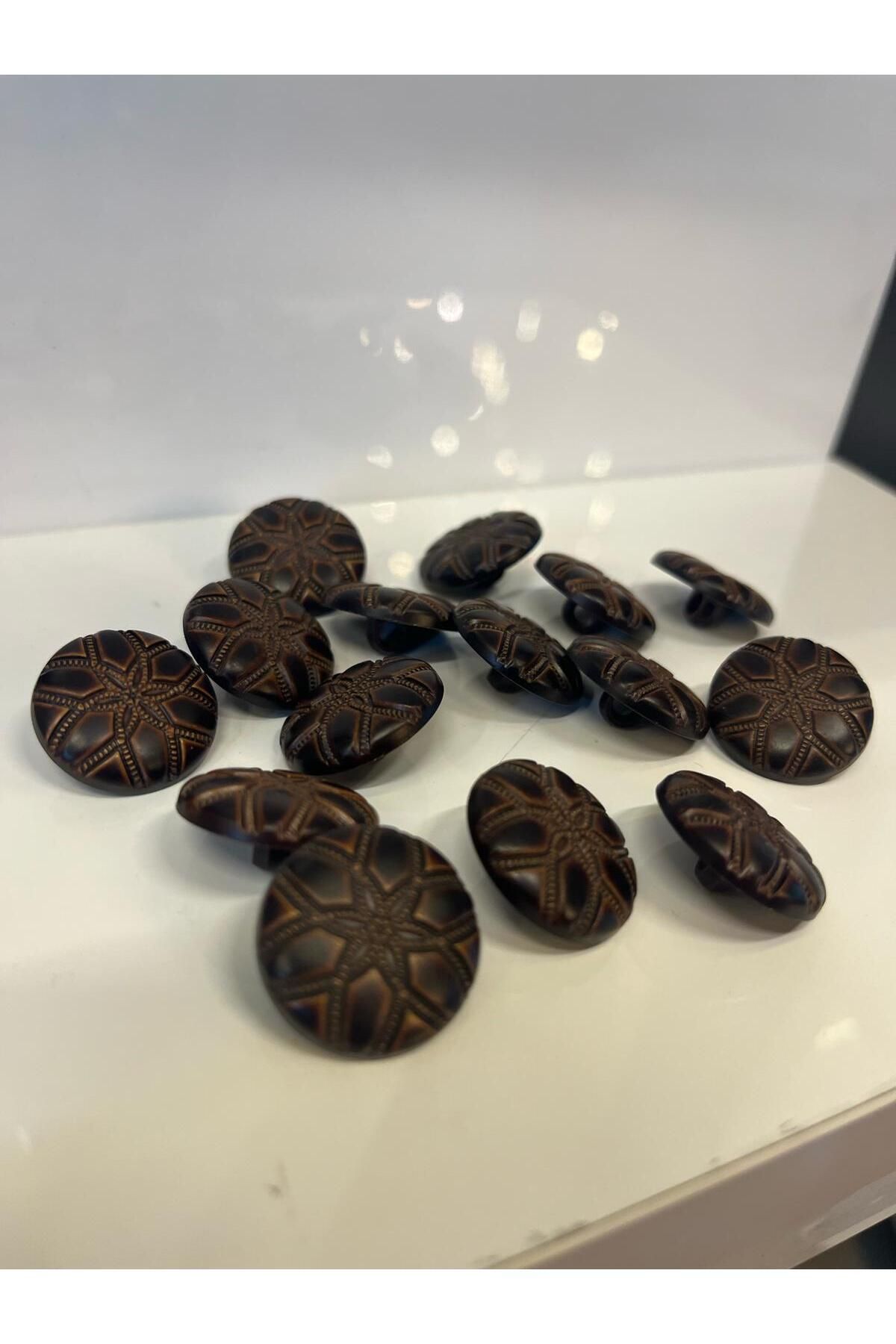 Taşkın Aksesuar-Coffee Button with Handle 2cm (15 Pieces) Polyester Accessory Ornamental Pillow Sofa Cushion Patterned Round 1