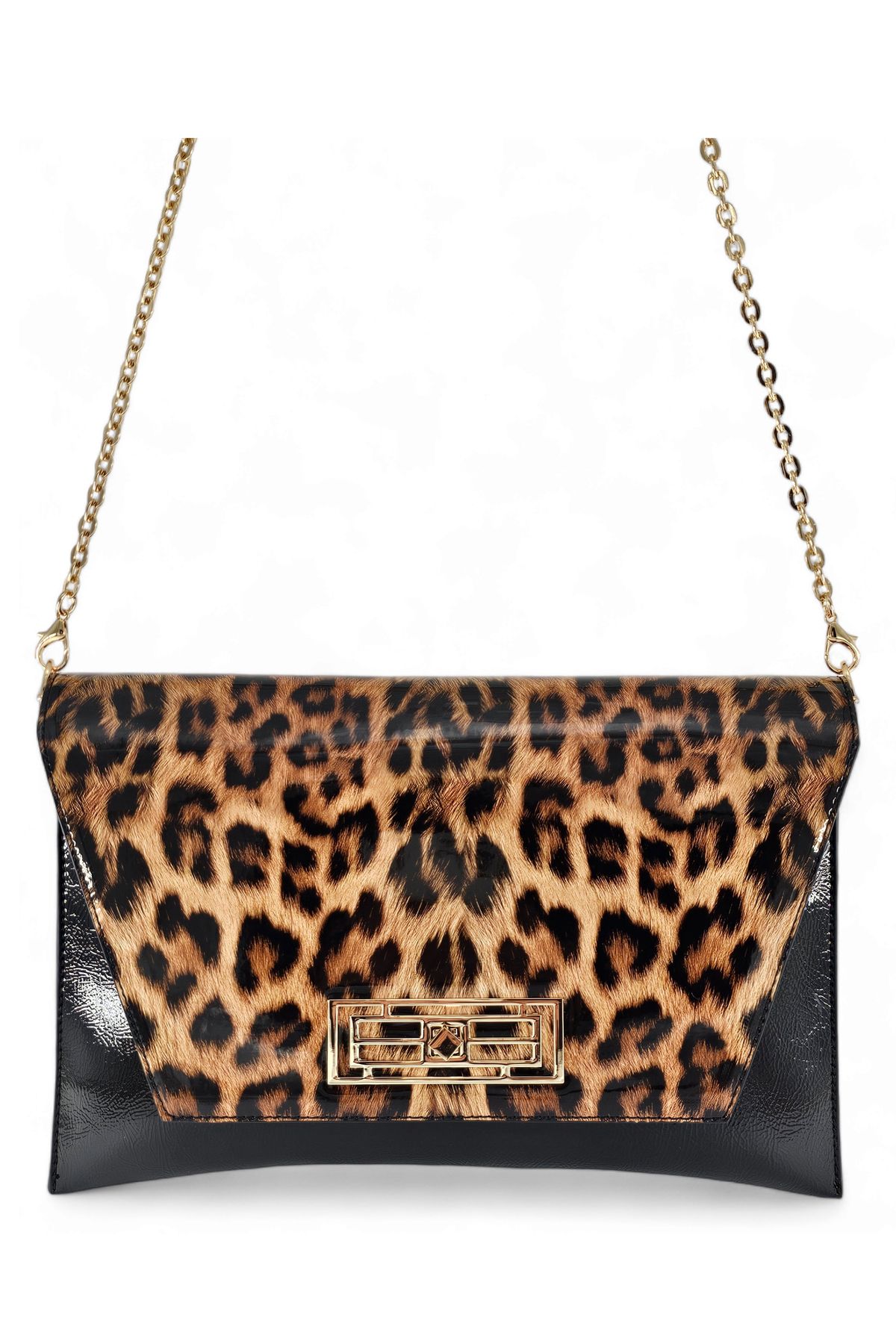 Evident Patent Leather Leopard Patterned Women s Portfolio
