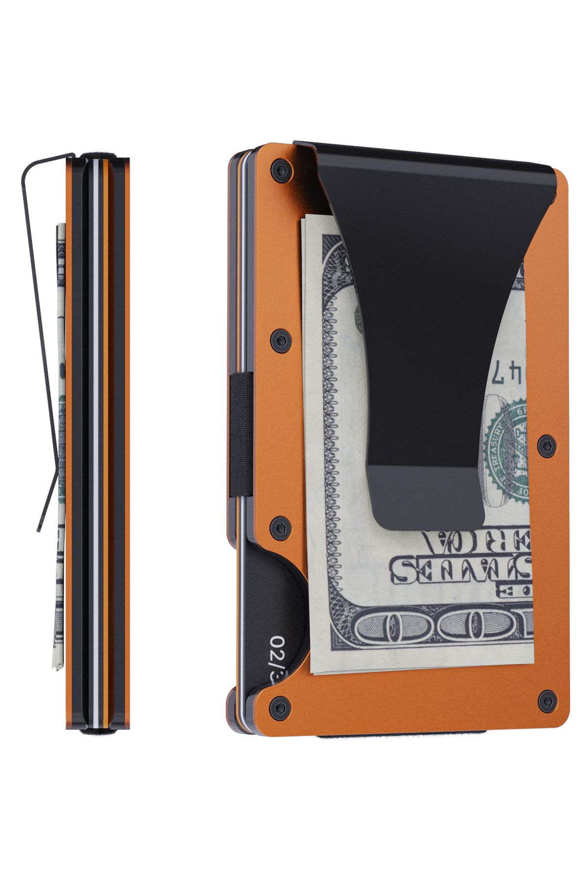 Louise Motto New Generation Wallet Card Holder Minimalist Metal Wallet RFID Blocking Money Clip Unisex ORANGE