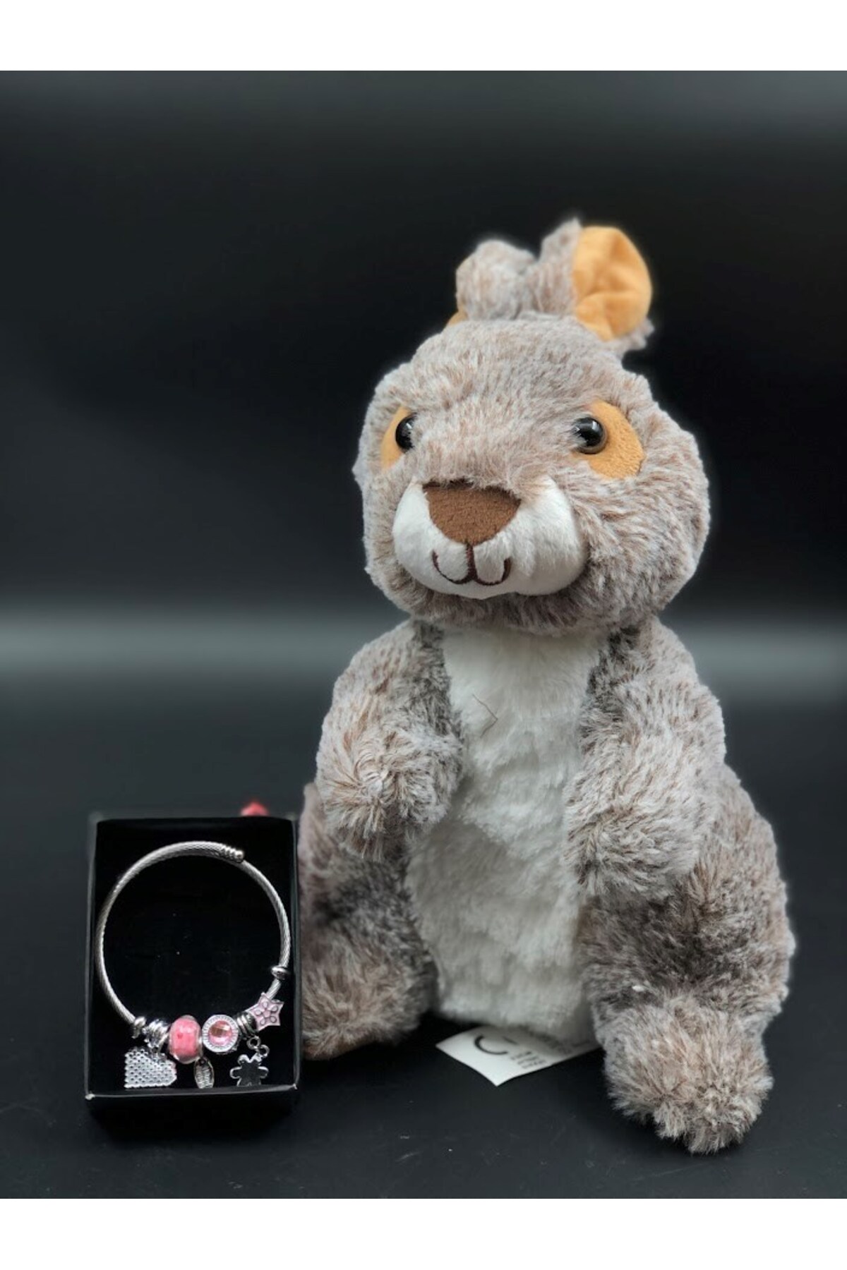 February 14 Valentine's Day Special Gift Set Plush Squirrel,Pandora Steel Bracelet Valentine Gift
