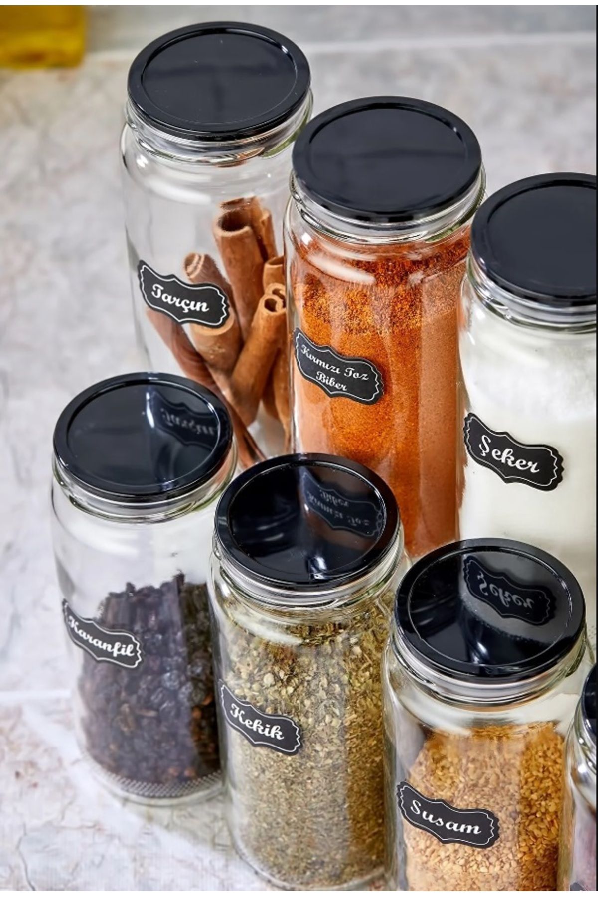 ŞAKİLATA CONCEPT-12-Piece Large Size Glass Jar Storage Container Spice Jar Set Super Set 500 Ml (With Label Gift) 2