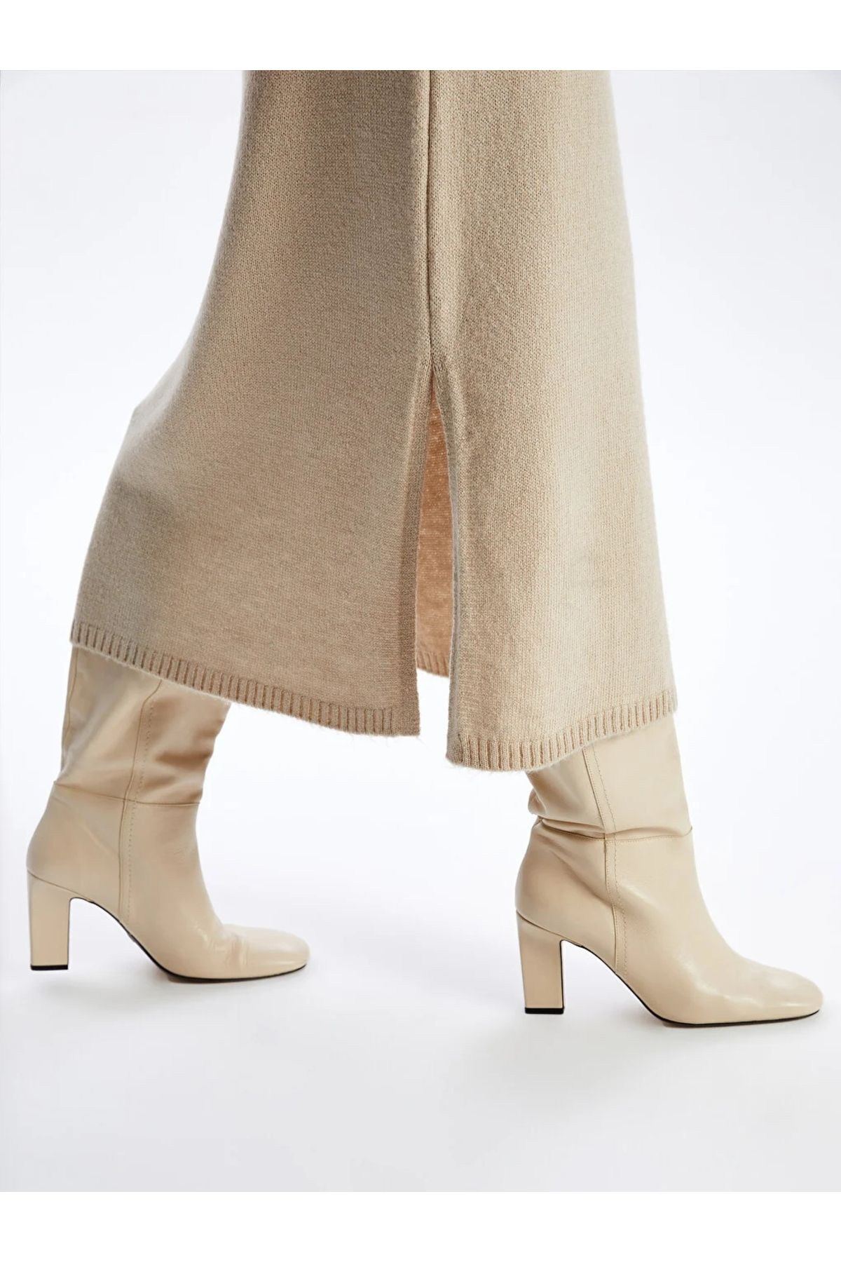 LC Waikiki-LCWAIKIKI Umstands-Strickkleid mit Polokragen, einfarbig, langärmelig 4