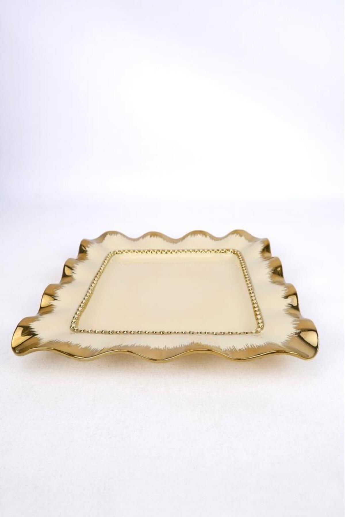 Digithome-Avangarde Porcelain Square Presentation and Serving Plate 26 Cm Gold – Gbo 055 C320.113 4