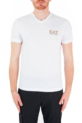 Erkek Beyaz Marka Logolu V Yaka % 100 PamukT Shirt 3kpt86 Pjm9z 1100 3KPT86 PJM9Z 1100