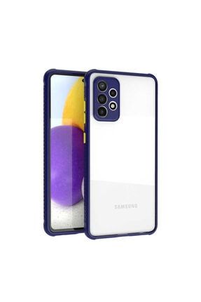 Samsung Samsung Galaxy A72 Uyumlu Renkli Tırtıklı Kenarlı Silikon Kılıf Lacivert nzhtekmnew0234