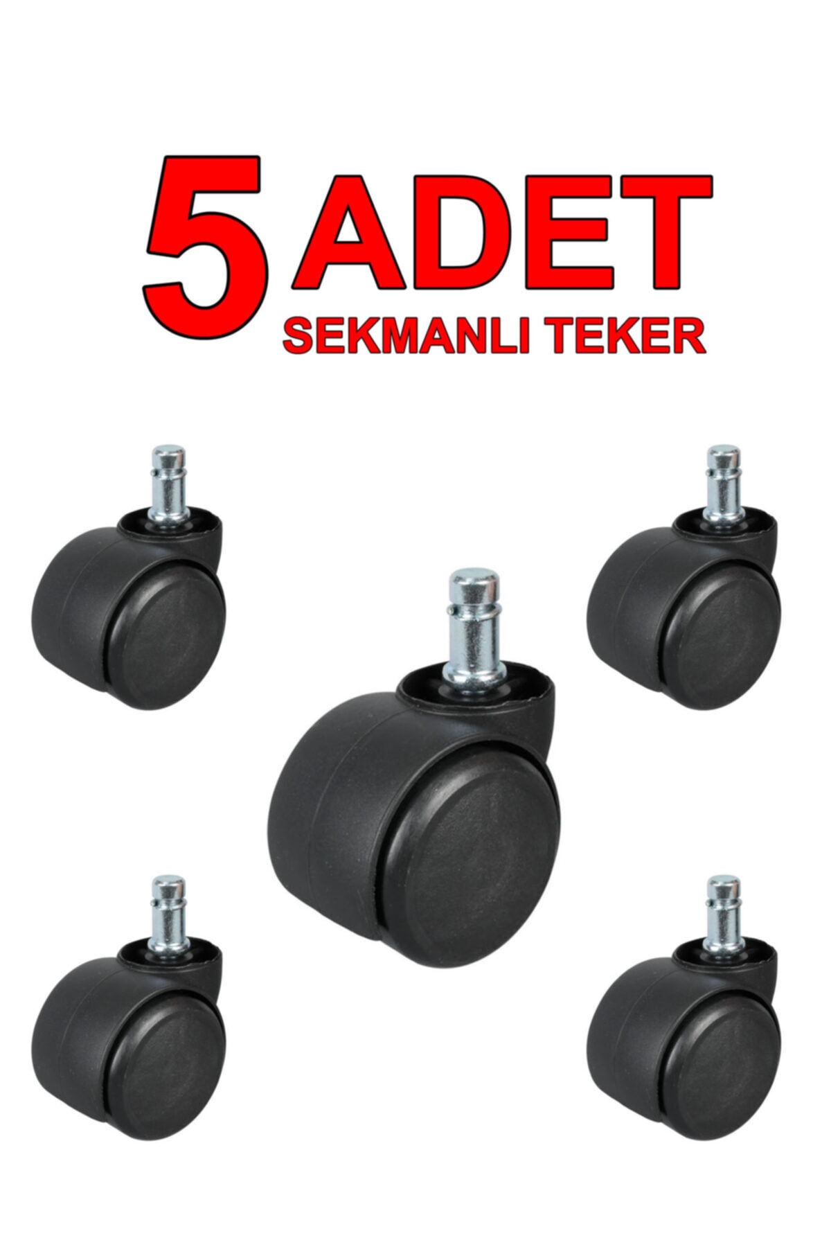 Uğur Dijital Plastik Koltuk Sandalye Mobilya Pimli Sekmanlı Tekerleği 50 Mm ( 5 Adet )