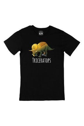 Triceratops Dinozor Siyah Tişört T200174