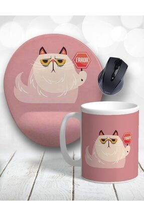 Grumpy Cat Asıksurat Bilek Destekli Mouse Pad Ve Kupa Bardak + Bardak Altlığı TMK-1129