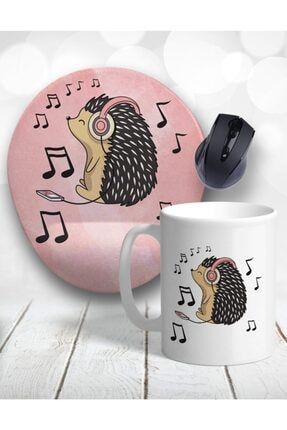 Kirpi Hedgehog Music Bilek Destekli Mouse Pad Ve Kupa Bardak TMK-1187