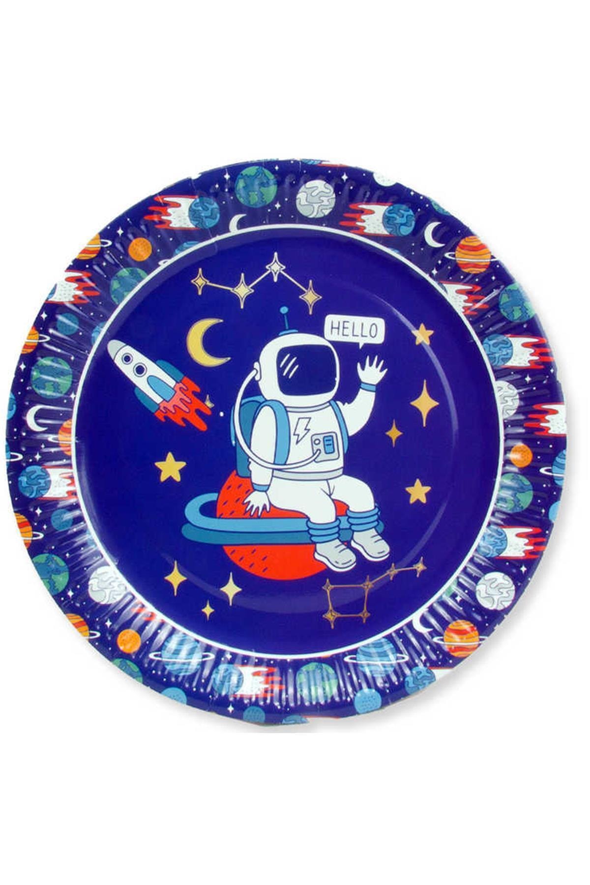 Genel Markalar Tabak Astronot Uzayda Karton 23 Cm Adet:8 Kl:24 En:23cm Boy:23cm