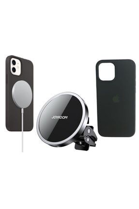 Iphone 12 Mini Uyumlu Magsafe 3'lü Set/magsafe Şarj Aleti/araç Tutucu/iphone12 Silikon Magsafe Kılıf 3lümagsafeslkn12mini