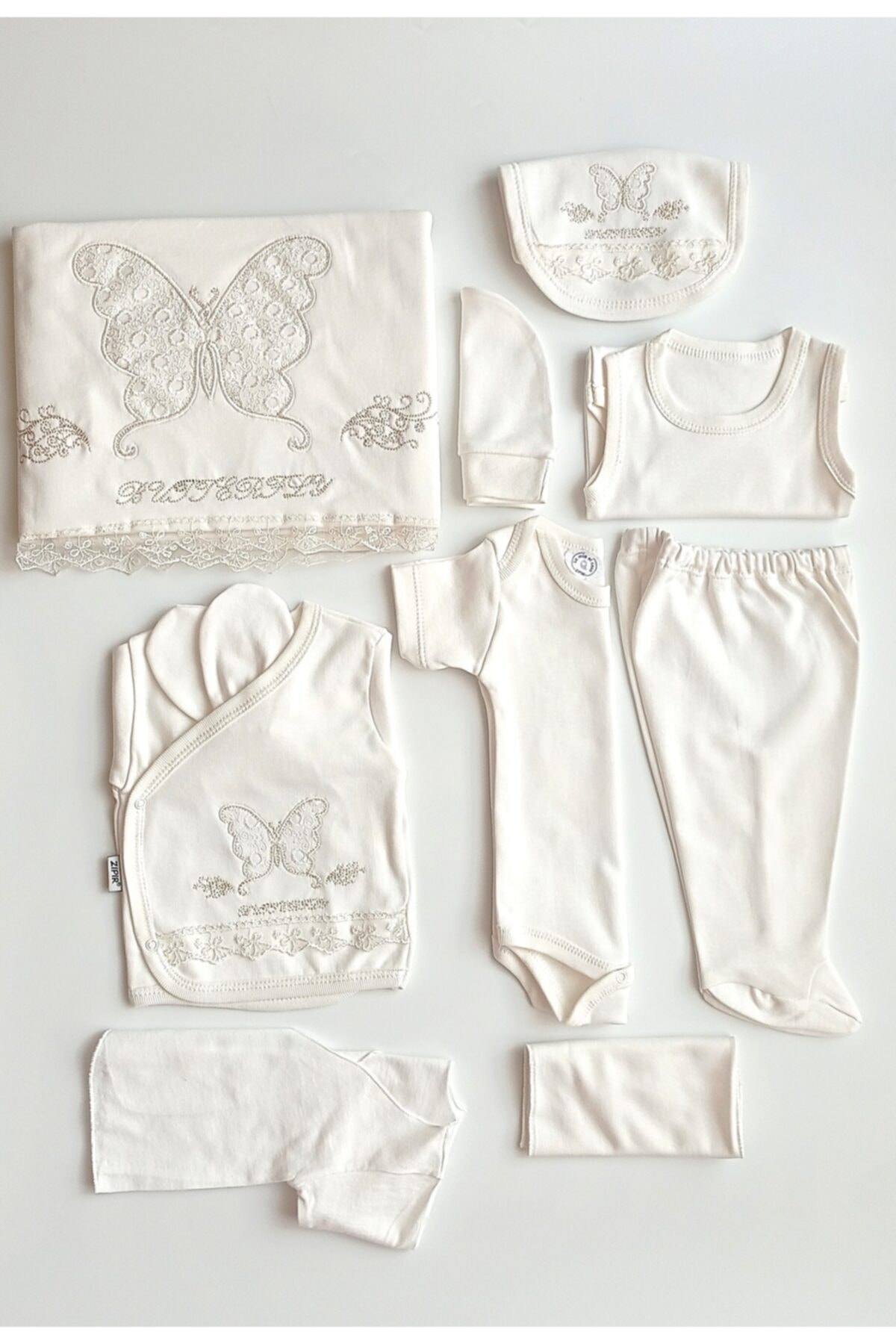 10-Piece Butterfly Embroidered Newborn Bodysuit Set 100510