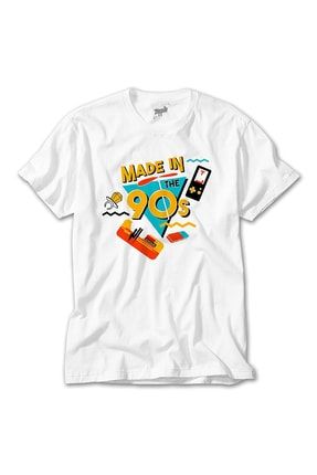 Erkek 90lar Nostalji Beyaz T-Shirt ZT3479