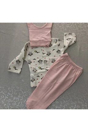 Kız Bebek Pembe Yeni Doğan Arı Baskılı Pijama Takımı 30