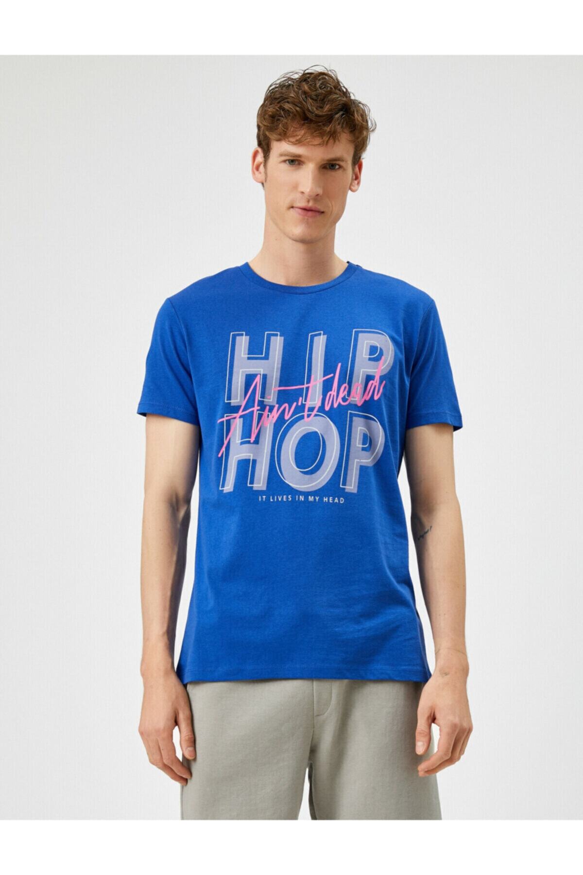 تیشرت مردانه آبی سرمه ای کوتون | 1YAM11948SK اورجینال - تصویر 3