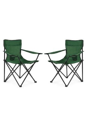 2 Li Katlanabilir Kamp Sandalyesi Piknik Sandalyesi Plaj Sandalyesi Yeşil Taşıma Çantalı KAMPW4