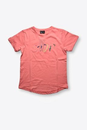Stop Nakışlı Kız Çocuk Somon T-shirt CL0134029