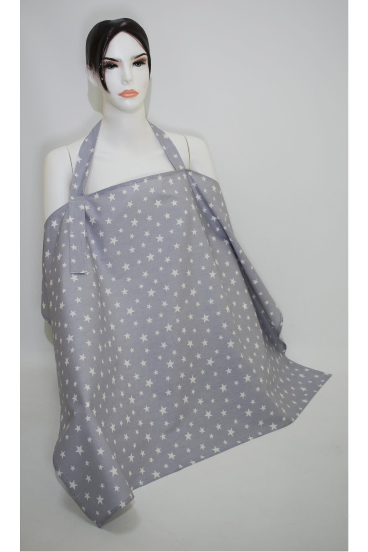 Emzirme Örtüsü %100 Coton Gri Yıldız Desenli 3