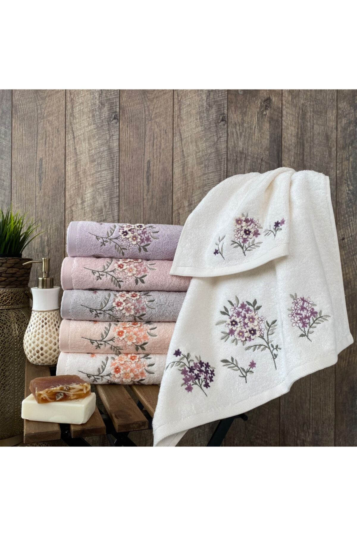 MARİBOR HOME Lillis - 3d Nakışlı Bambu Havlu 6 Ad. (50X90)