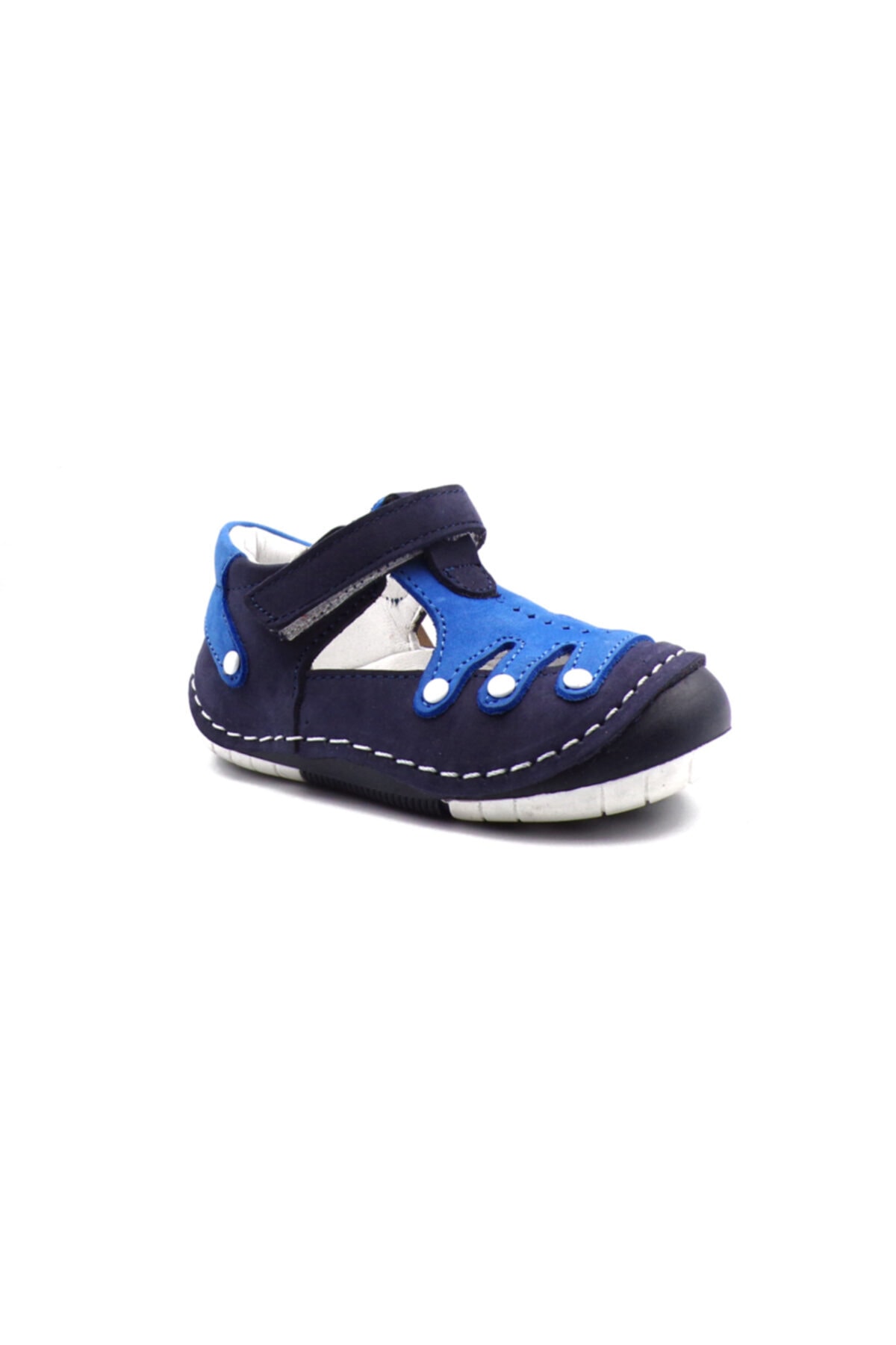 ASAF BEBE Erkek Bebek Mavi Hakiki Deri Nubuk Ahtopot İlk Adım Ayakkabısı