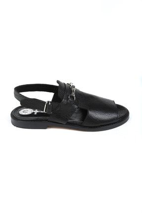Kadın Siyah Deri Sandalet CNS605