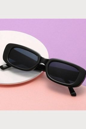 Erkek Güneş Gözlüğü-Retro Siyah Kare Dikdörtgen Vintage Glasses GNSGR0102