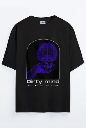 Dirty Mind Baskılı Unisex Oversize T-shirt dırtymnd