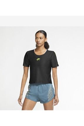Kadın Siyah Air Kısa Kollu Koşu T-shirt CU3058-010