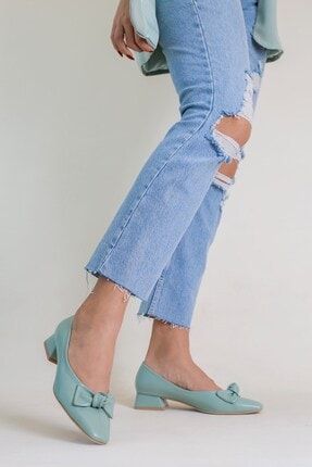 Letty Model 3 Cm Topuklu Babet Topuklu Ayakkabı Yesil 10BYN-DS06-YESIL