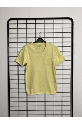 Erkek Sarı Cepli V Yaka T-shirt No3185