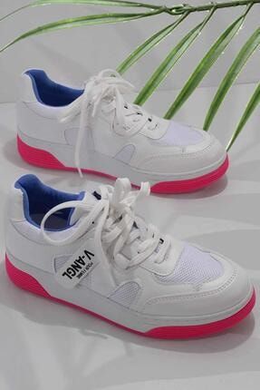 Kadın Beyaz Pembe Detaylı Sneaker K01512310009