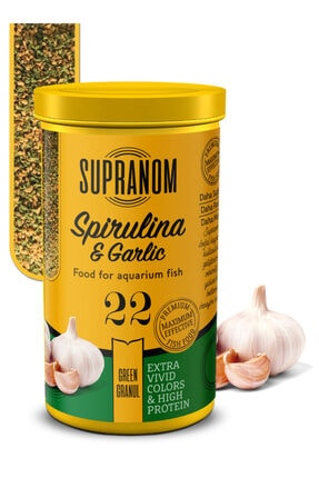 Supranom Tüm Balıklar Için Spirulina& Garlic Sarımsaklı Green Granul 250ml (22)