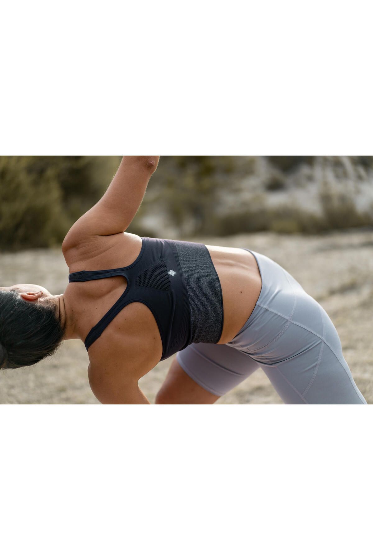 Decathlon Kimjaly Kadın Baskılı Mor Kısa Dikişsiz Spor Taytı - 3/4 -  Dinamik Yoga