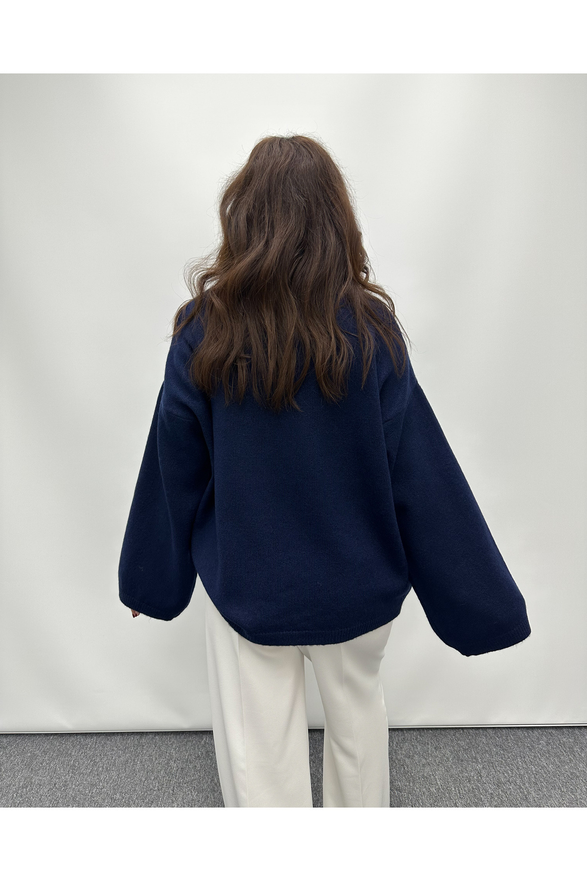 Oversize Bisiklet Yaka Kazak