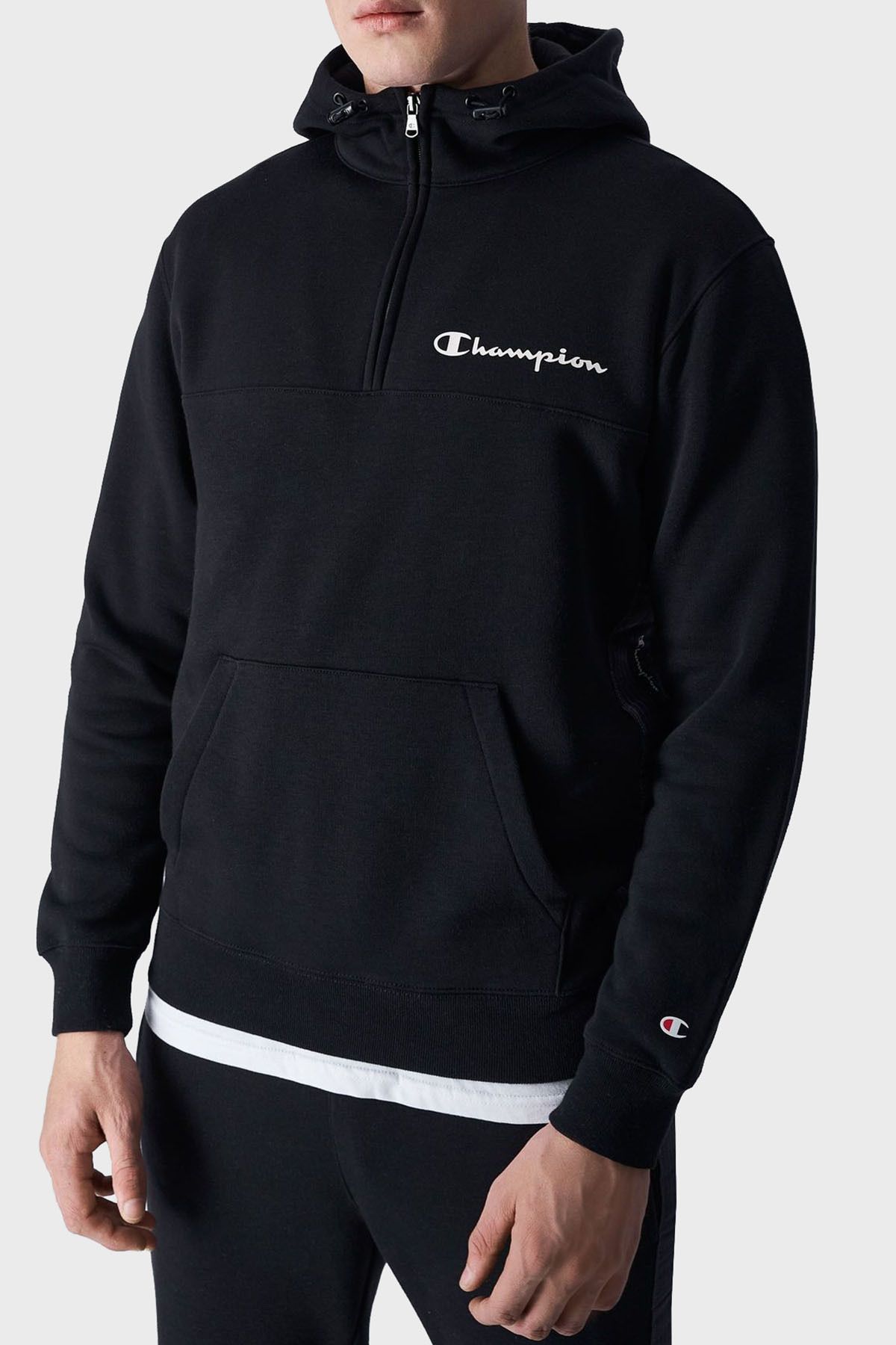 Мужской свитшот Champion Comfort Fit с капюшоном на половину молнии SWEAT 219095 NBK KK001