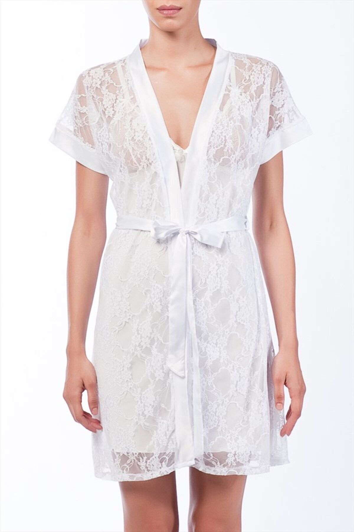 Pierre Cardin-Women's White 4074 Lace Dressing Gown 1