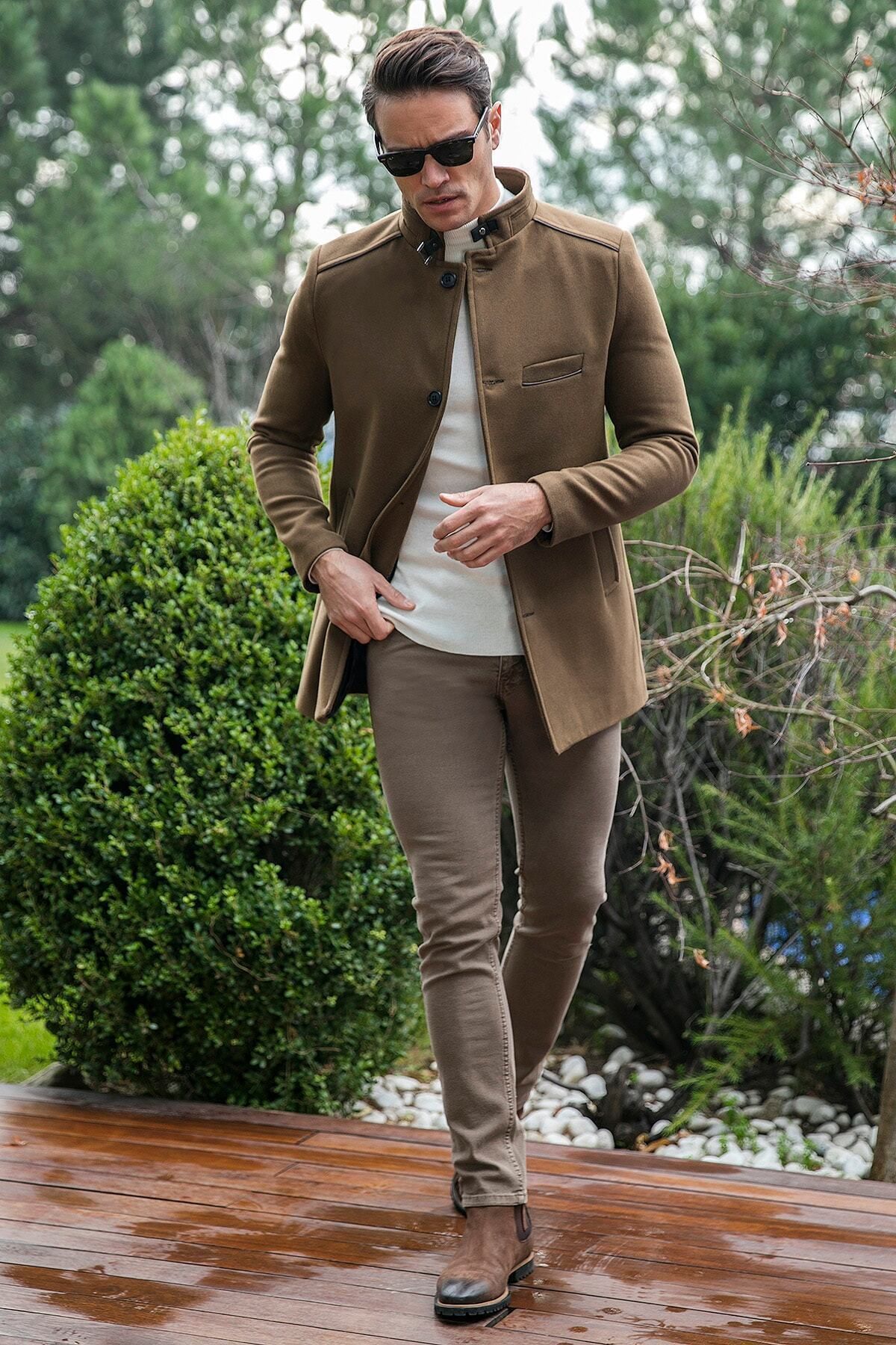 Slim fit overcoat 2025 men's