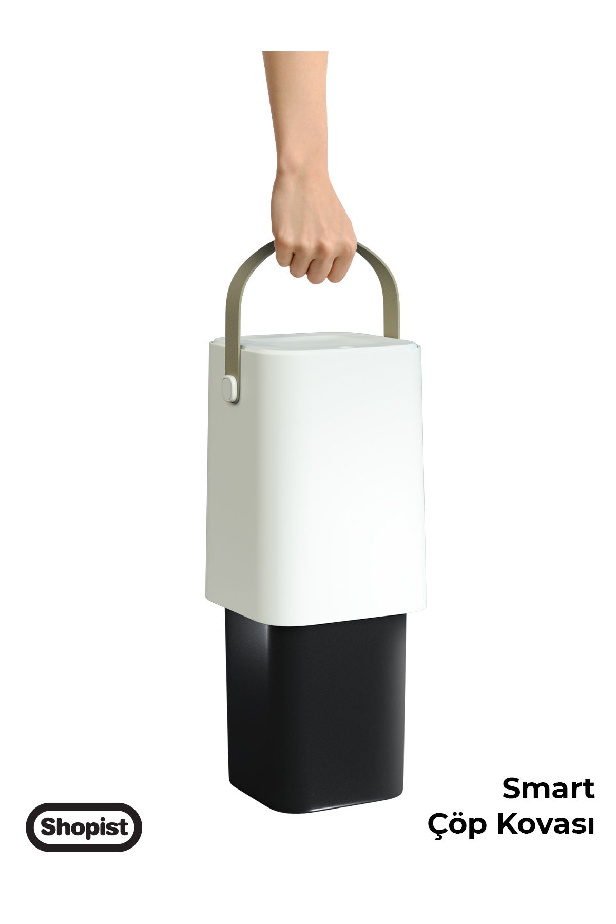 SHOPİST-Smart 4lt White Color Minimalist Design Trash Can with Push-Open Mechanism Kitchen and Bathroom Trash Can 4