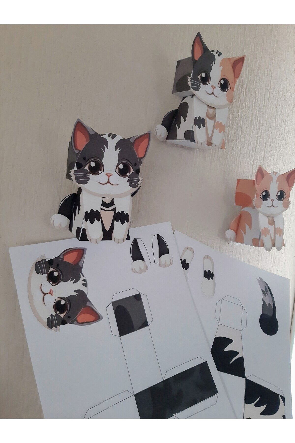 EL YAPIMI-Psacraft School Project 3D Cat Model Hand Skill Cut Paste Kids Play Set 5