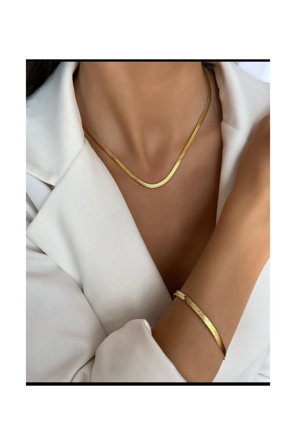 Italian Crush Chain Necklace and Bracelet Set Gold