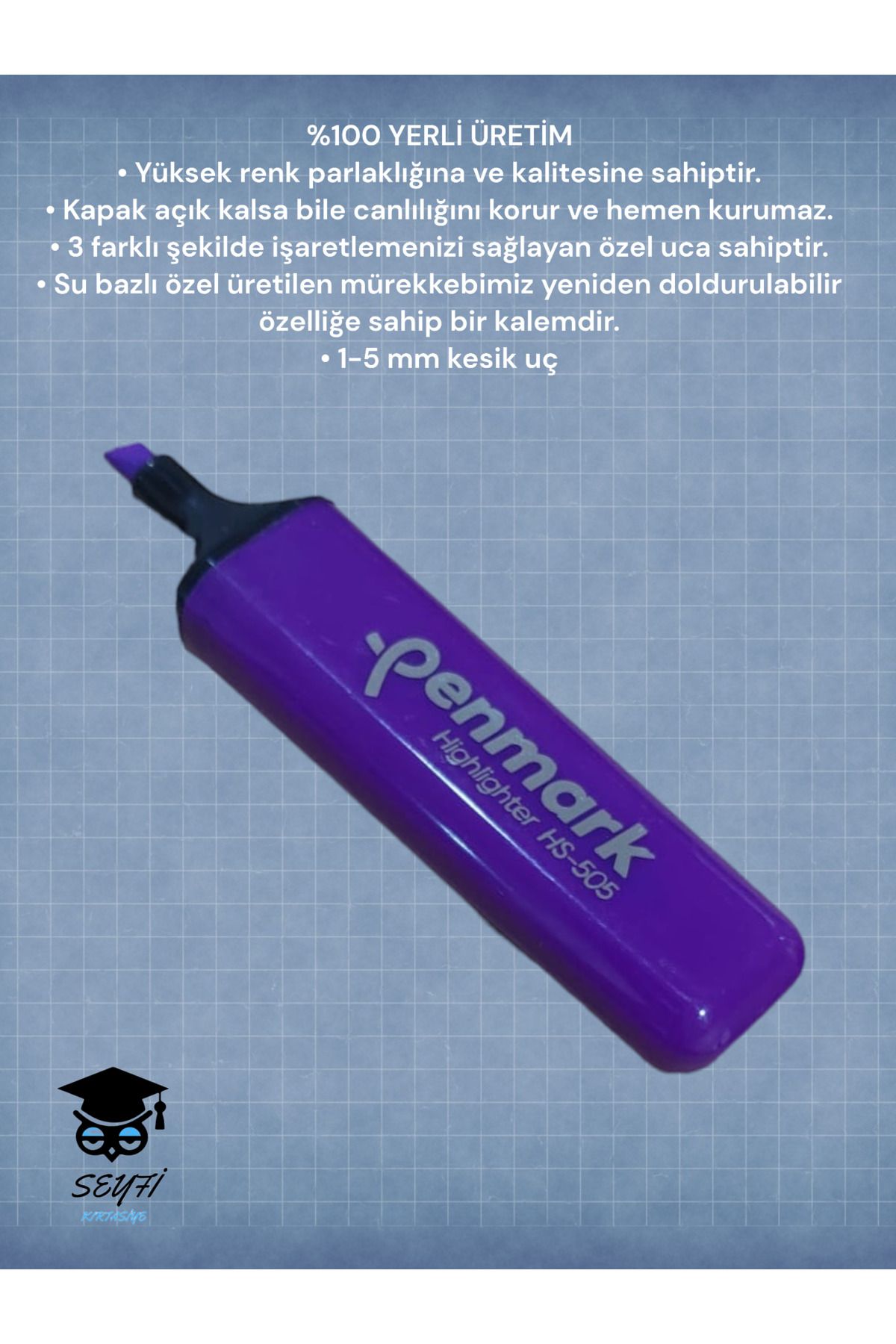 TÜRK MALI FOSFORLU KALEM CANLI RENKLER DOLDURULABİLİR İŞARETLEME KALEMİ HİGHLİGHTER