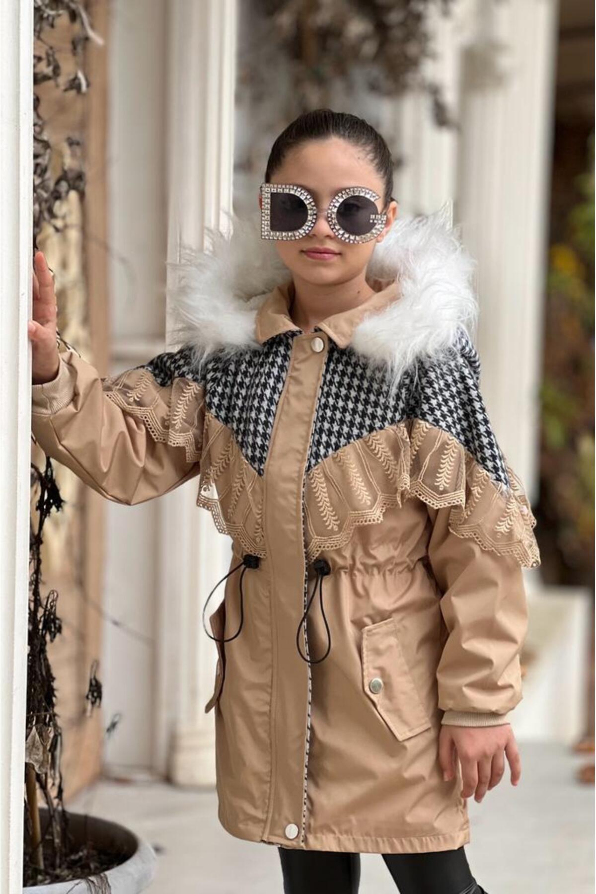  پالتو خزدار دخترانه بژ