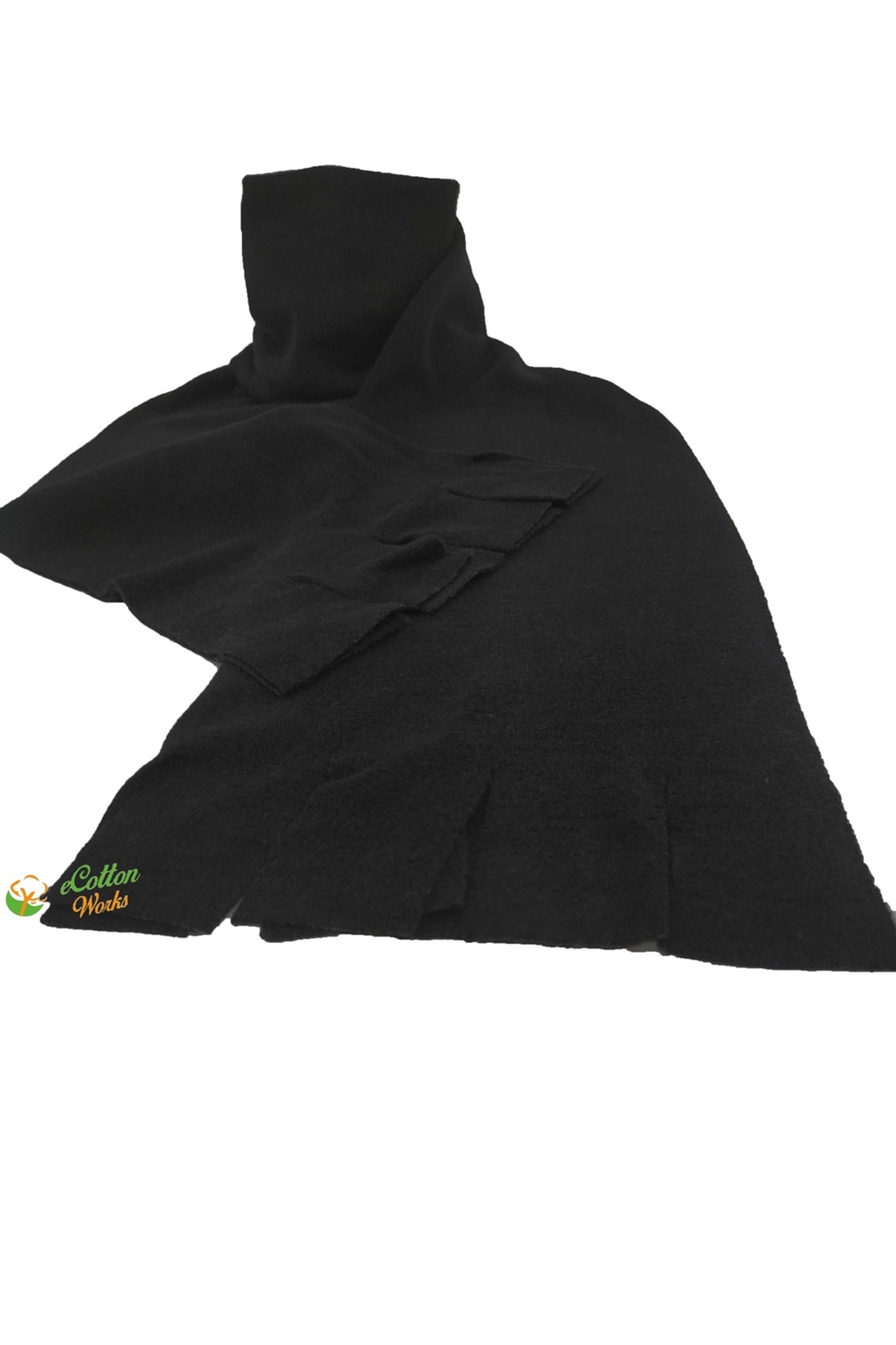 ecottonworks Siyah Polar Atkı Polar Kaşkol görsel 2