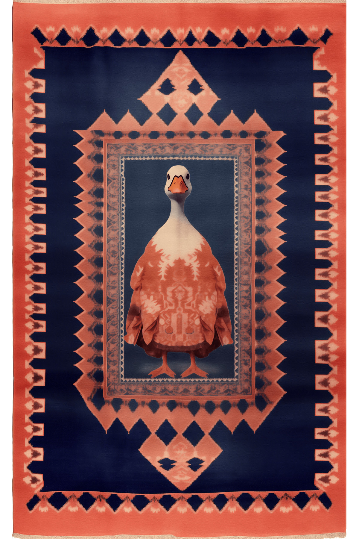 Dido Collection Navy Blue Themed Modern Decorative Rug with Noble Duck Pattern 3383