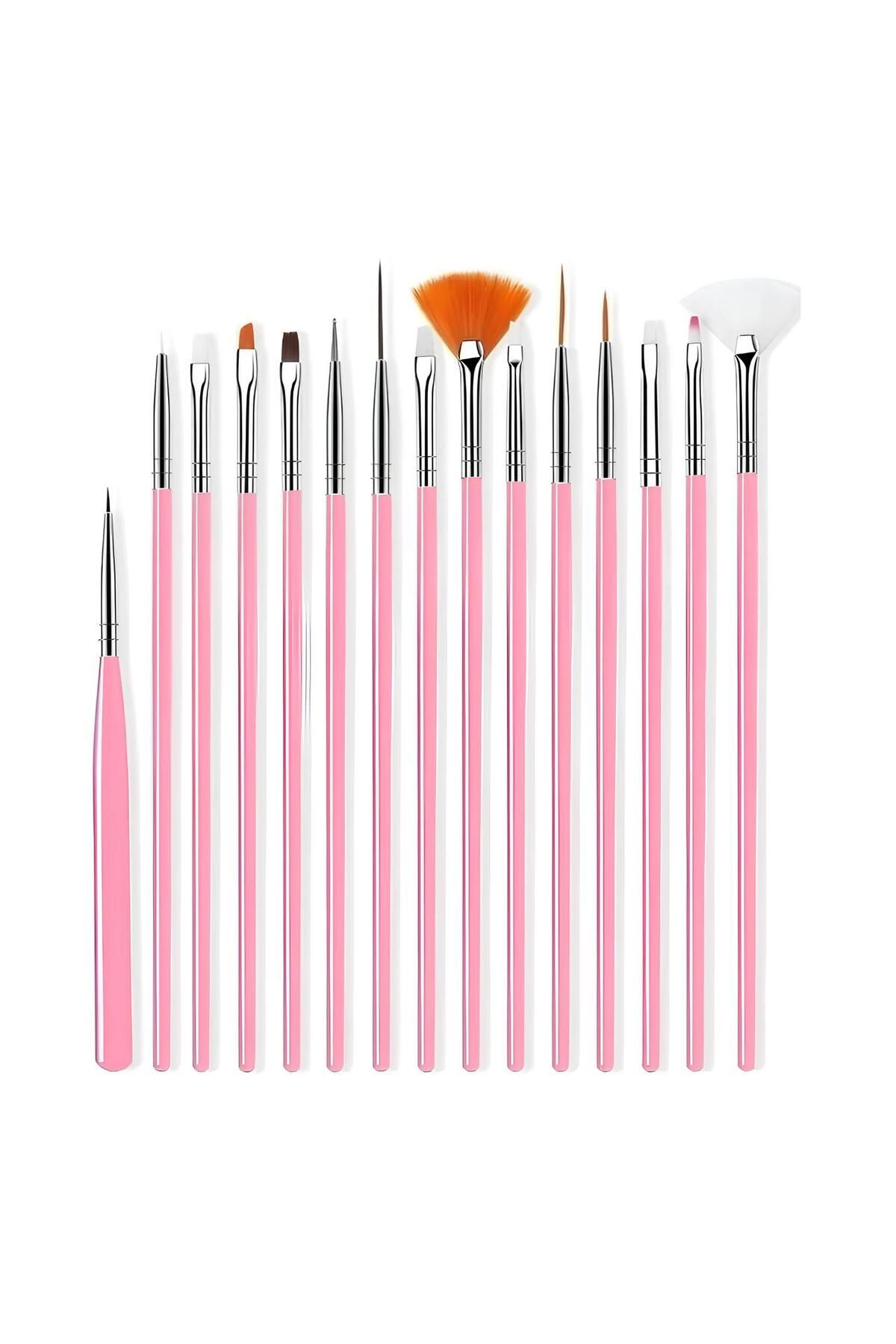 Rose 15'li Tırnak Süsleme Desen Verme Fırça Seti