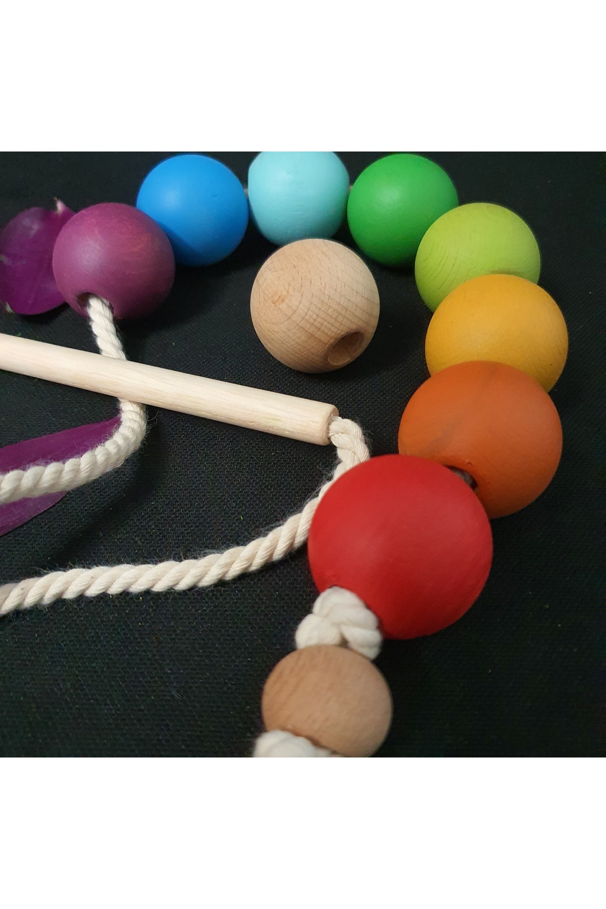 Bee Smart Montessori Ahşap Boncuk Dizme & İp Geçirme Oyunu Klasik fotoğrafı 5 (önizleme)